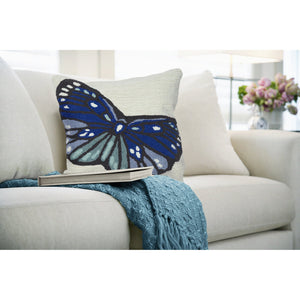 Trans Ocean Liora Manne Frontporch Butterfly Indoor/Outdoor Handmade Pillow For A Whimsical Home Accent Blue Polyester,Acrylic 7fp8s459603