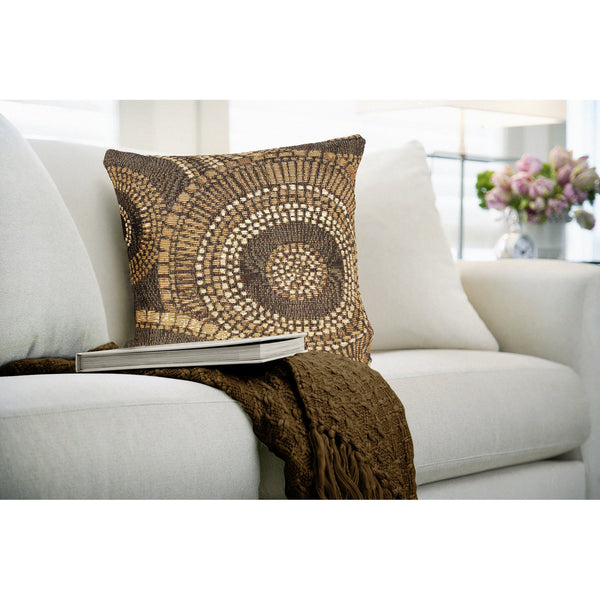 Trans Ocean Liora Manne Marina Circles Pillow - Contemporary Geometric Design For Indoor/Outdoor Elegance Brown Polypropylene,Polyester 7mr8s803519