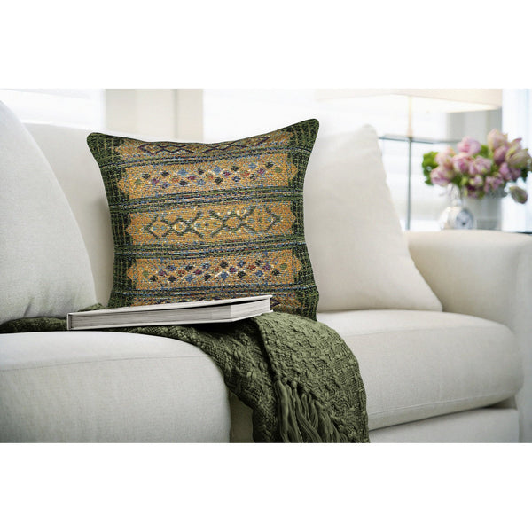 Trans Ocean Liora Manne Marina Tribal Stripe Indoor/Outdoor Pillow - Vibrant Geometric Accent For Any Space Green Polypropylene,Polyester 7mr8s805706