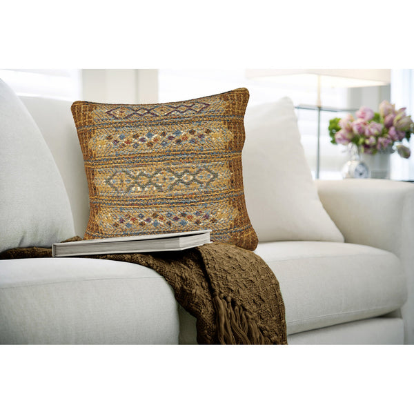 Trans Ocean Liora Manne Marina Tribal Stripe Indoor/Outdoor Pillow - Vibrant Geometric Accent For Any Space Gold Polypropylene,Polyester 7mr8s805709