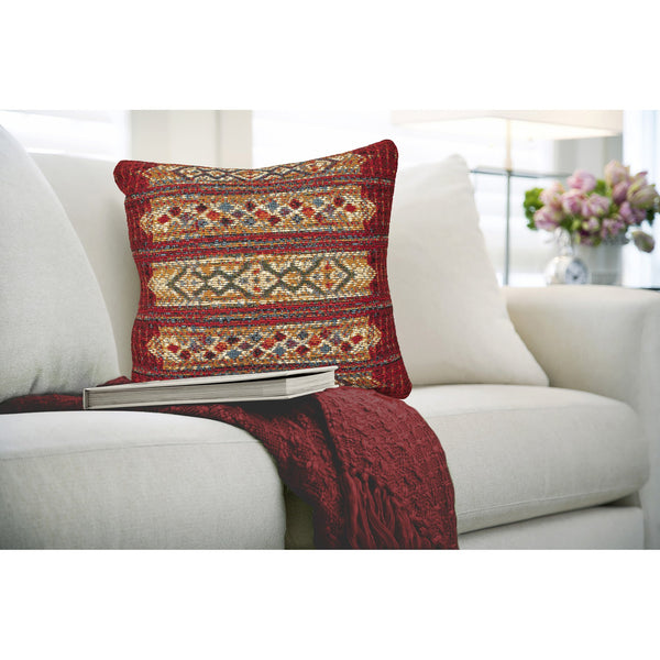 Trans Ocean Liora Manne Marina Tribal Stripe Indoor/Outdoor Pillow - Vibrant Geometric Accent For Any Space Red Polypropylene,Polyester 7mr8s805724