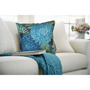 Trans Ocean Liora Manne Marina Mums Indoor/Outdoor Pillow - Vibrant Floral Design For Stylish Spaces Blue Polypropylene,Polyester 7mr8s818303