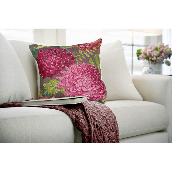 Trans Ocean Liora Manne Marina Mums Indoor/Outdoor Pillow - Vibrant Floral Design For Stylish Spaces Pink Polypropylene,Polyester 7mr8s818337