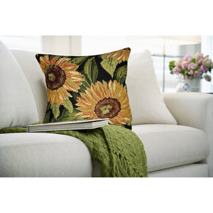 Trans Ocean Liora Manne Marina Sunflower Indoor/Outdoor Pillow - Vibrant Floral Design For Stylish Spaces Black Polypropylene,Polyester 7mr8s818448