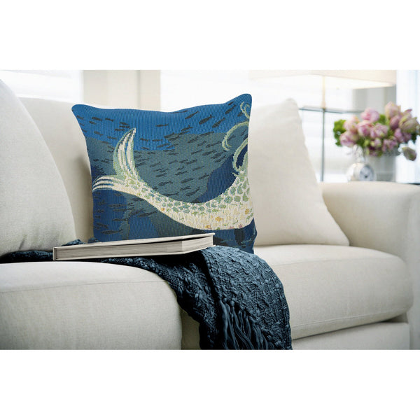 Trans Ocean Liora Manne Marina Mermaids Are Real Coastal Pillow - 18" X 18" Ocean-inspired Beach Decor Blue Polypropylene,Polyester 7mr8s958204