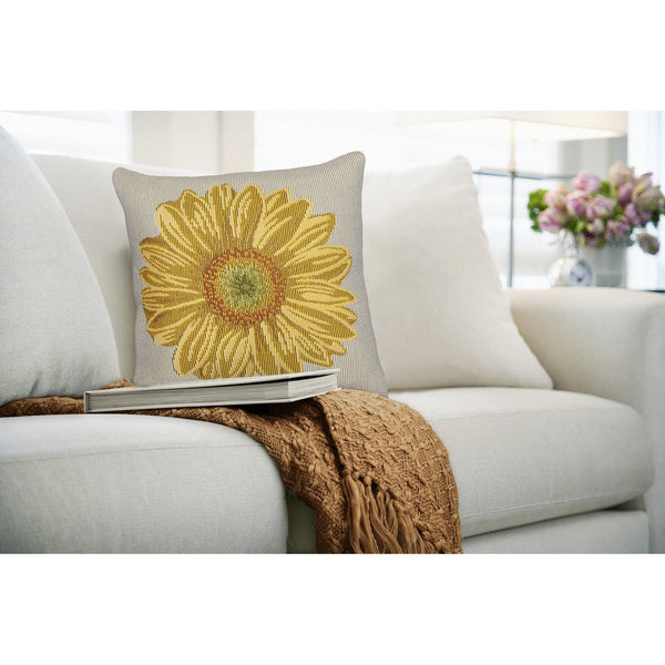 Trans Ocean Liora Manne Marina Yellow Flower Pillow - 18" X 18" Indoor/Outdoor, Machine Washable, Floral Design Yellow Polypropylene,Polyester 7mr8s973109