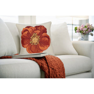 Trans Ocean Liora Manne Marina Red Flower Pillow - 18" X 18" Indoor/Outdoor, Machine Washable, Transitional Style Red Polypropylene,Polyester 7mr8s973224