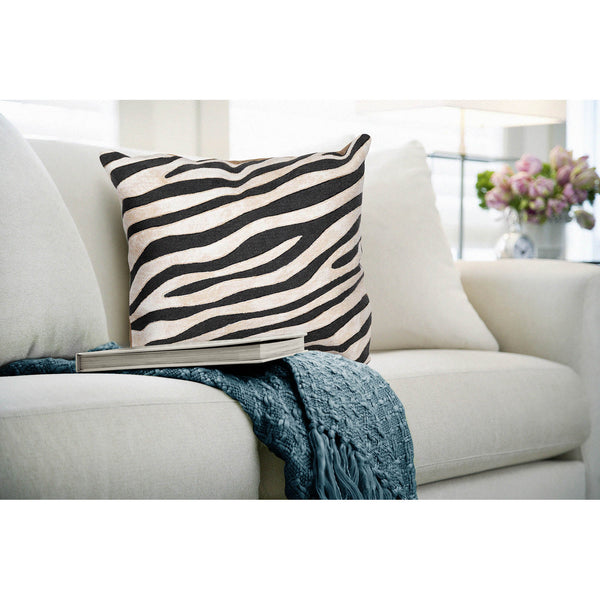 Trans Ocean Liora Manne Visions I Zebra Indoor/Outdoor Handmade Pillow - Stylish Graphic Animal Print Accent Black Polyester 7sa2s304348