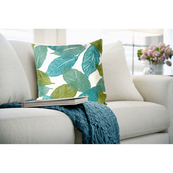 Trans Ocean Liora Manne Visions I Mystic Leaf Indoor/Outdoor Pillow - Vibrant Botanical Art For Any Space Blue Polyester 7sa2s405104