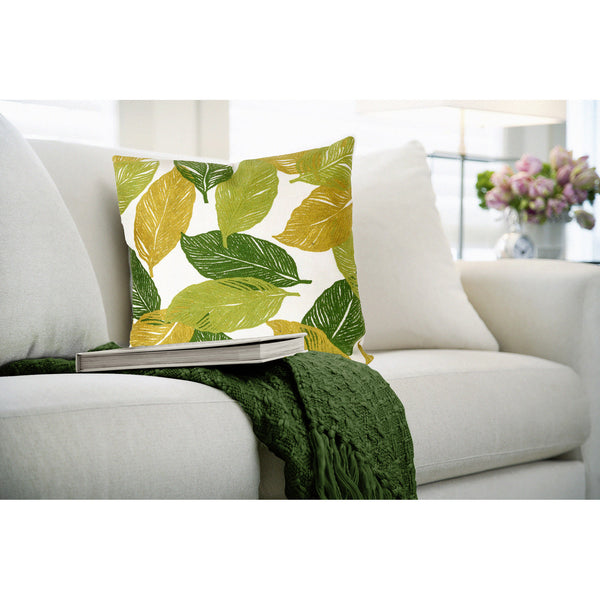 Trans Ocean Liora Manne Visions I Mystic Leaf Indoor/Outdoor Pillow - Vibrant Botanical Art For Any Space Green Polyester 7sa2s405106