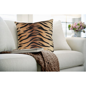 Trans Ocean Liora Manne Visions I Handmade Tiger Pillow - Stylish Indoor/Outdoor Accent For Any Space Brown Polyester 7sa2s408519