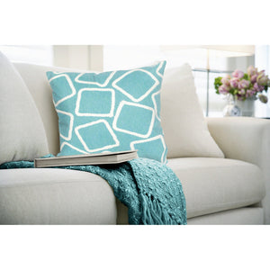 Trans Ocean Liora Manne Visions I Handmade Indoor/Outdoor Pillow - Geometric Accent For Stylish Spaces Blue Polyester 7sa2s408704