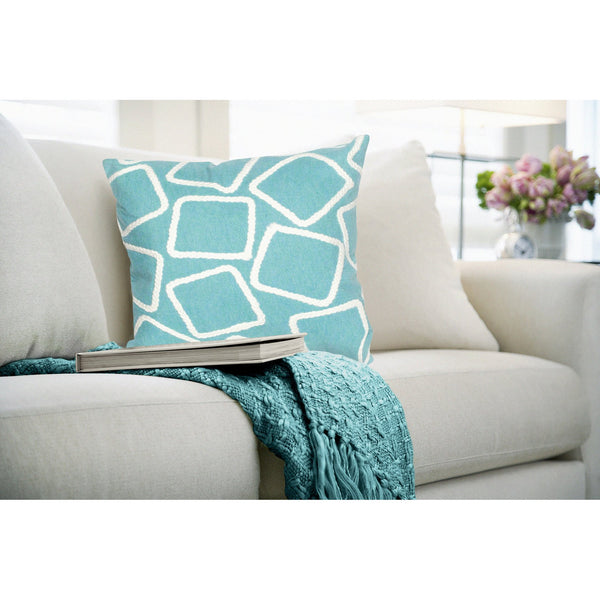 Trans Ocean Liora Manne Visions I Handmade Indoor/Outdoor Pillow - Geometric Accent For Stylish Spaces Blue Polyester 7sa2s408704
