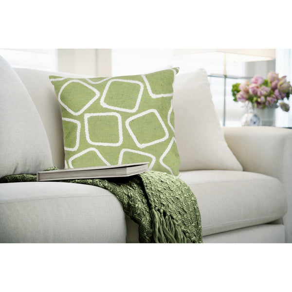 Trans Ocean Liora Manne Visions I Handmade Indoor/Outdoor Pillow - Geometric Accent For Stylish Spaces Green Polyester 7sa2s408716