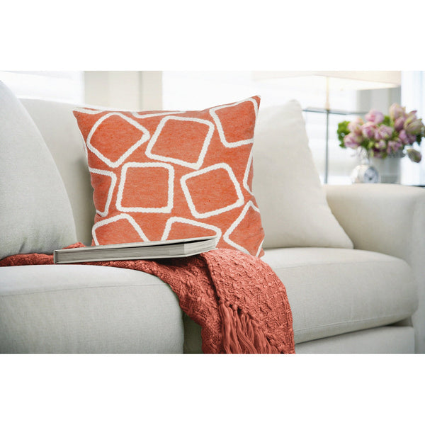 Trans Ocean Liora Manne Visions I Handmade Indoor/Outdoor Pillow - Geometric Accent For Stylish Spaces Orange Polyester 7sa2s408717