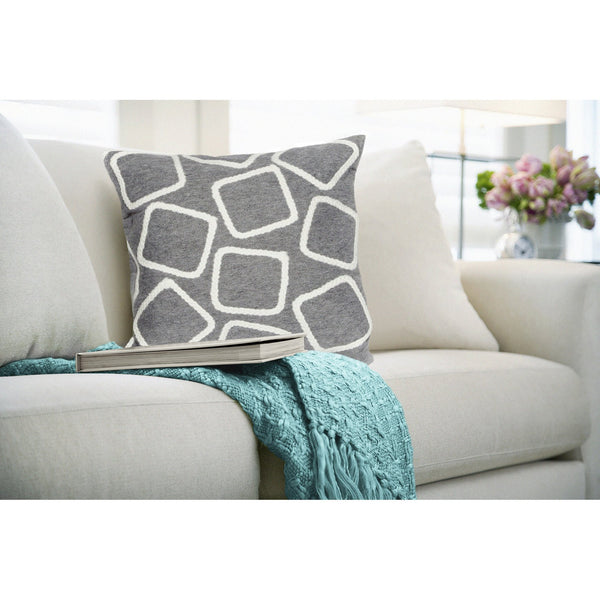 Trans Ocean Liora Manne Visions I Handmade Indoor/Outdoor Pillow - Geometric Accent For Stylish Spaces Silver Polyester 7sa2s408738