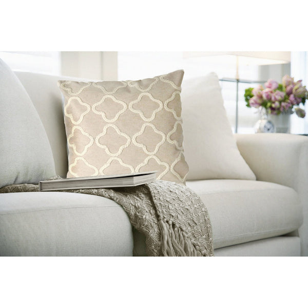 Trans Ocean Liora Manne Visions I Handcrafted Crochet Tile Indoor/Outdoor Pillow - Stylish Geometric Accent White Polyester 7sa2s413212