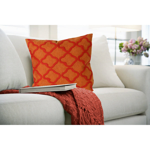 Trans Ocean Liora Manne Visions I Handcrafted Crochet Tile Indoor/Outdoor Pillow - Stylish Geometric Accent Orange Polyester 7sa2s413217