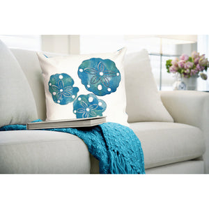 Trans Ocean Liora Manne Visions I Handcrafted Coastal Sand Dollar Pillow - Stylish Indoor/Outdoor Accent Decor Blue Polyester 7sa2s414012