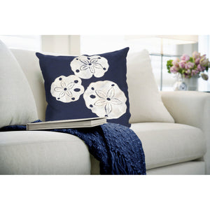 Trans Ocean Liora Manne Visions I Handcrafted Coastal Sand Dollar Pillow - Stylish Indoor/Outdoor Accent Decor Navy Polyester 7sa2s414033