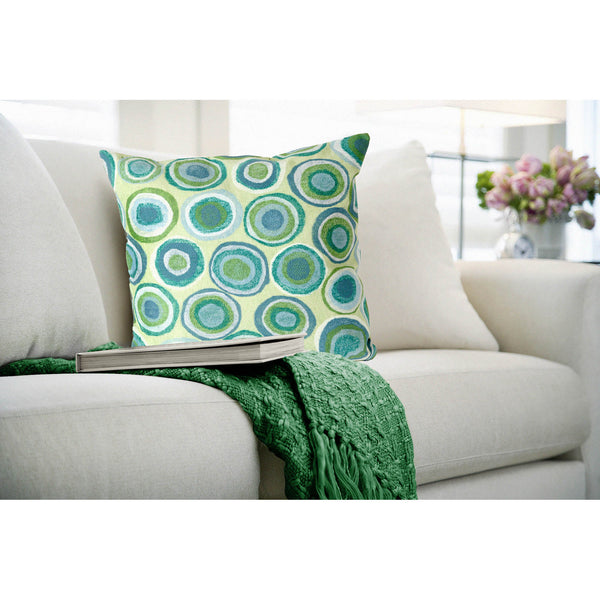 Trans Ocean Liora Manne Visions Ii Indoor/Outdoor Handmade Pillow - Contemporary Geometric Art For Any Space Green Polyester 7sb2s412804