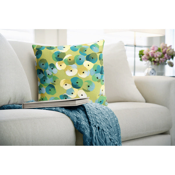 Trans Ocean Liora Manne Visions Ii Pansy Indoor/Outdoor Pillow - Handcrafted Geometric Accent For Modern Spaces Green Polyester 7sb2s413806