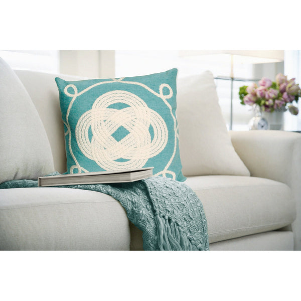 Trans Ocean Liora Manne Visions Ii Handmade Indoor/Outdoor Pillow - Nautical Geometric Design For Any Space Blue Polyester 7sb2s414304