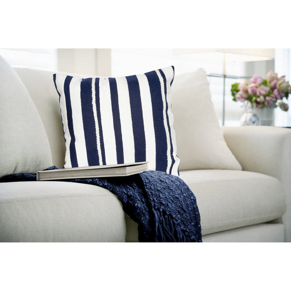 Trans Ocean Liora Manne Visions Ii Handmade Nautical Indoor/Outdoor Pillow With Artisan Crewelwork Excellence Navy Polyester 7sb2s417903