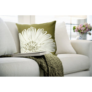 Trans Ocean Liora Manne Visions Iii Antique Medallion Indoor/Outdoor Pillow - Stunning Botanical Floral Accent Sage Polyester 7sc2s319006