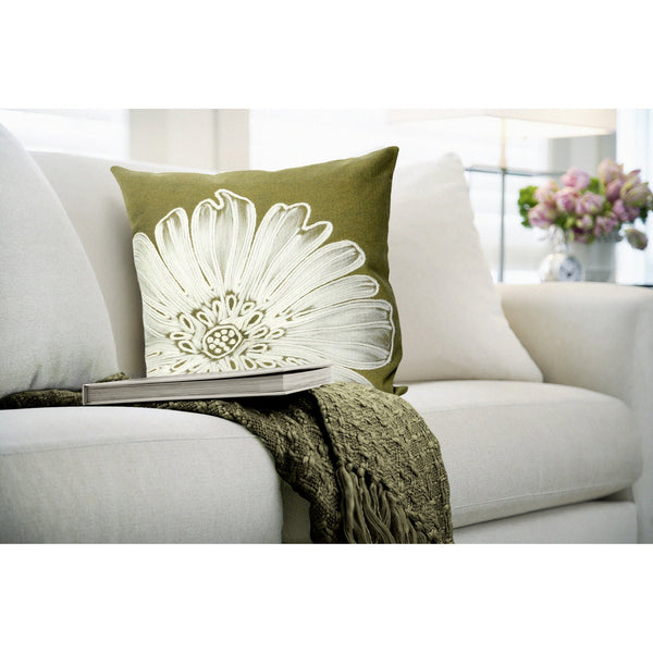 Trans Ocean Liora Manne Visions Iii Antique Medallion Indoor/Outdoor Pillow - Stunning Botanical Floral Accent Sage Polyester 7sc2s319006