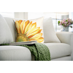 Trans Ocean Liora Manne Visions Iii Sunflower Indoor/Outdoor Handmade Pillow - Vibrant Botanical Accent Piece Yellow Polyester 7sc2s321609