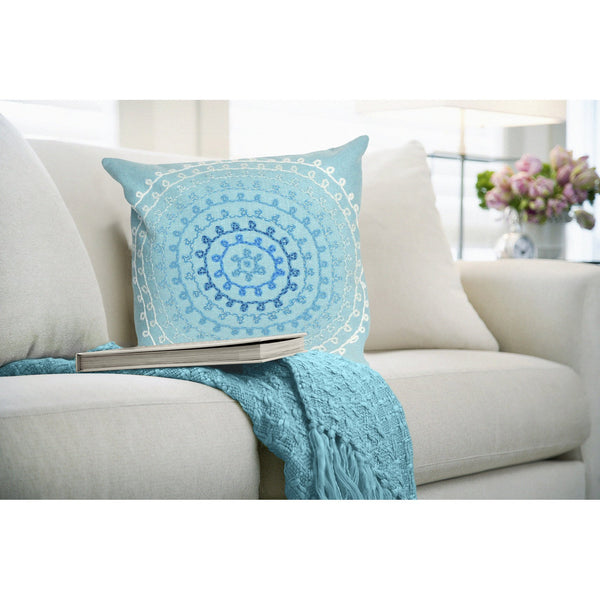 Trans Ocean Liora Manne Visions Iii Indoor/Outdoor Handmade Pillow - Transitional Medallion Artistry In Blue Blue Polyester 7sc2s410504