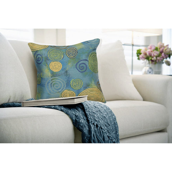 Trans Ocean Liora Manne Visions Iii Graffiti Swirl Indoor/Outdoor Pillow - Stunning Artful Accent For Any Space Blue Polyester 7sc2s410906