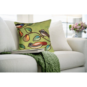 Trans Ocean Liora Manne Visions Iii Song Birds Handmade Indoor/Outdoor Pillow - Stunning Nature Garden Accent Green Polyester 7sc2s411906