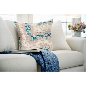 Trans Ocean Liora Manne Visions Iii Elements Indoor/Outdoor Handmade Pillow - Contemporary Blue Accent Piece Blue Polyester 7sc2s412603