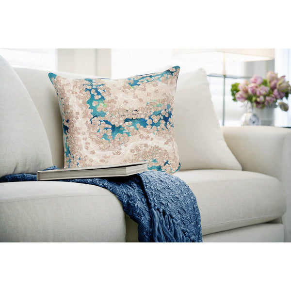 Trans Ocean Liora Manne Visions Iii Elements Indoor/Outdoor Handmade Pillow - Contemporary Blue Accent Piece Blue Polyester 7sc2s412603
