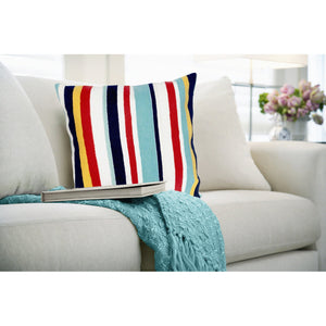 Trans Ocean Liora Manne Visions Iii Riviera Stripe Indoor/Outdoor Pillow - Handcrafted Nautical Home Accent Multi Polyester 7sc2s418744