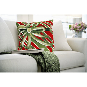 Trans Ocean Liora Manne Visions Iii Indoor/Outdoor Pillow - Holiday Gift Box Design, 20" X 20", Cheerful Green! Green Polyester 7sc2s420206