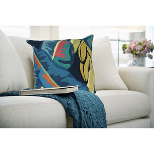 Trans Ocean Liora Manne Visions Iii Handmade Tropical Banana Plant Pillow - Bright, Contemporary Accent Decor Blue Polyester 7sc2s500504