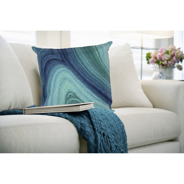 Trans Ocean Liora Manne Visions Iii Artistic Indoor/Outdoor Pillow With Dramatic Wave Design For Any Space Blue Polyester 7sc2s501123