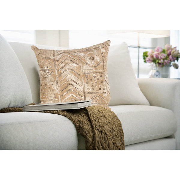 Trans Ocean Liora Manne Visions Iv Handmade Indoor/Outdoor Pillow - Earthy Graphic Global Accent Decor Beige Polyester 7sd2s421922