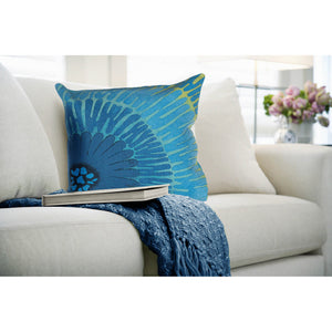 Trans Ocean Liora Manne Visions Iv Cirque Indoor/Outdoor Pillow - Vibrant Botanical Art For Stylish Spaces Blue Polyester 7sd2s430204