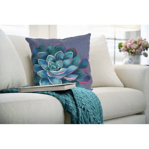 Trans Ocean Liora Manne Visions Iv Indoor/Outdoor Handmade Pillow - Stunning Botanicals For Modern Spaces Blue Polyester 7sd2s431603