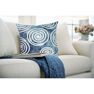 Trans Ocean Liora Manne Visions Iv Curl Indoor/Outdoor Handmade Pillow - Durable, Artistic Accent For Any Space Blue Polyester 7sd2s505503