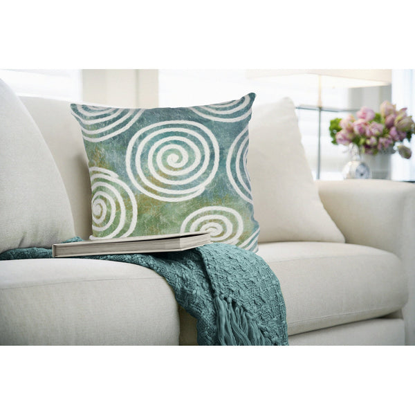 Trans Ocean Liora Manne Visions Iv Curl Indoor/Outdoor Handmade Pillow - Durable, Artistic Accent For Any Space Blue Polyester 7sd2s505504