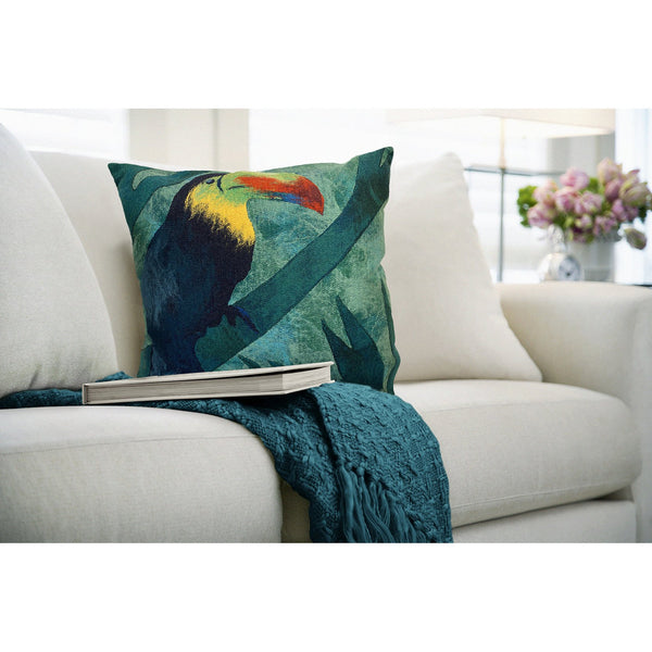 Trans Ocean Liora Manne Jungle Bird 20" X 20" Indoor/Outdoor Pillow - Vibrant Green Parrot Design For Any Space Green Polyester 7sd2s505806
