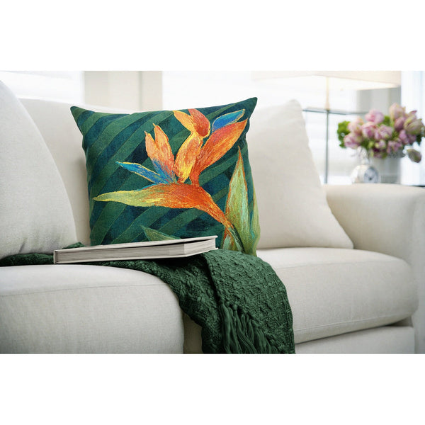 Trans Ocean Liora Handmade Exotic Bloom Pillow - Vibrant 20" X 20" Indoor/Outdoor Floral Accent For Tropical Vibes Green Polyester 7sd2s505906