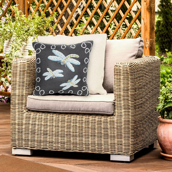 Trans Ocean Liora Manne Frontporch Dragonfly Indoor/Outdoor Pillow - Stylish Contemporary Accent For Any Space Black Polyester,Acrylic 7fp8s204847