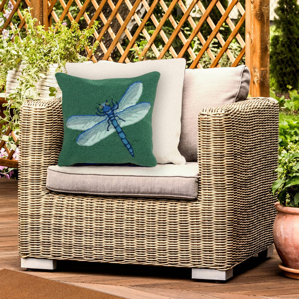 Trans Ocean Liora Manne Frontporch Dragonfly Indoor/Outdoor Pillow - Stylish Contemporary Accent For Any Space Green Polyester,Acrylic 7fp8s455606