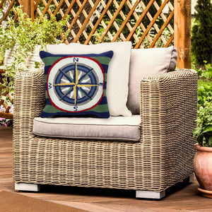 Trans Ocean Liora Manne Striped Compass Pillow 18" X 18" - Vibrant Indoor/Outdoor Accent For Beach Homes Multi Polyester,Acrylic 7fp8s462644